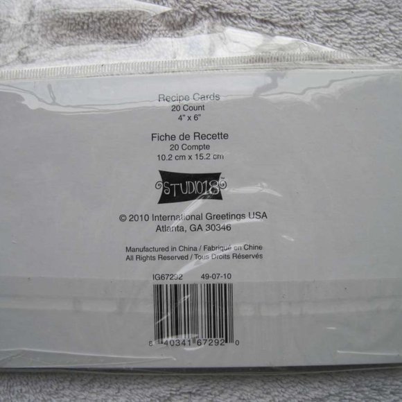 20 Studio 18 4 x 6 Blank Recipe Cards Peace Ornaments Deer Holiday Motif Pattern - Picture 3 of 9